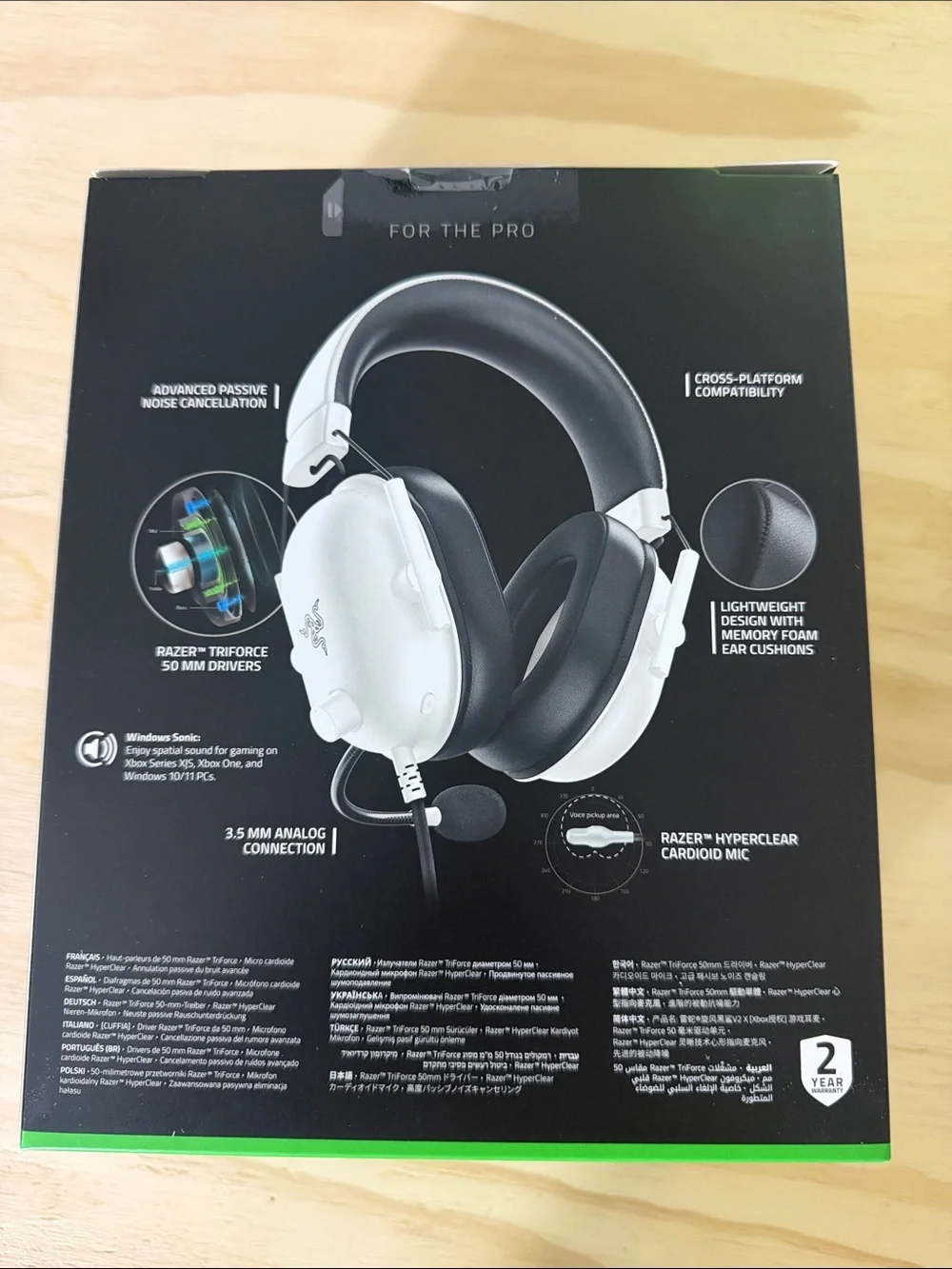 Razer BlackShark V2 X White Gaming Headset with Detachable Mic